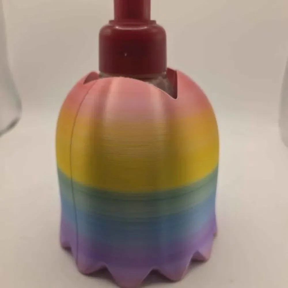 ​Rainbow Ghost Soap Dispenser – 3D Printed Retro Gaming Bathroom Decor